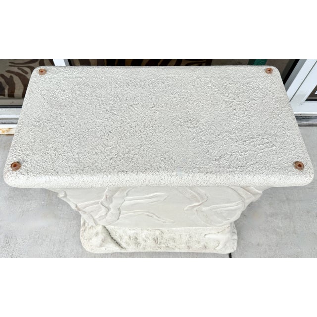 Hollywood Regency Vintage Sculptural Plaster Console Table With a Glass Top For Sale - Image 3 of 10