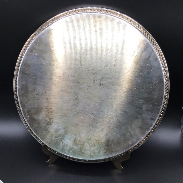 Round Wm Rogers Silver Plated Pierced Rim Serving Tray With 8 Brandy Gardone Glass by Schott-Zwiesel - Set of 9 For Sale - Image 12 of 12