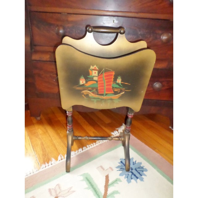 Wood 1920s Antique Wooden Magazine / Newspaper Rack Origanizer Dutch Design 26" For Sale - Image 7 of 7