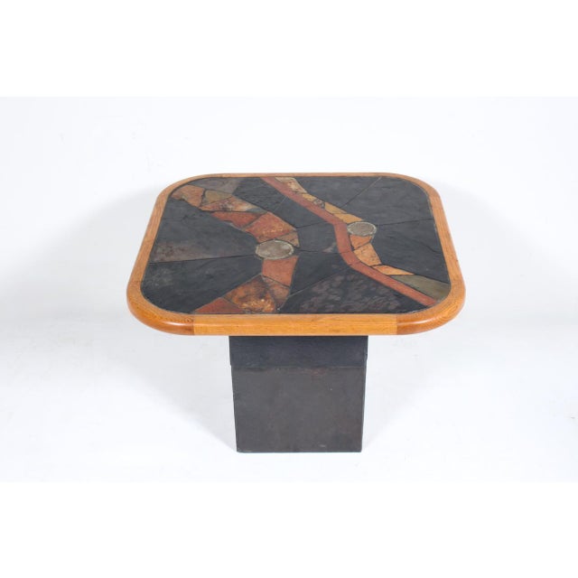 V. Ramburrem African Slate, Brass & Wood Occasional Table, 1980's For Sale - Image 18 of 18