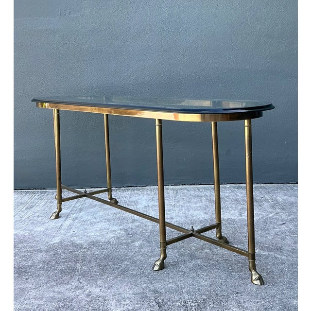 Metal Vintage Brass Hoof Console Table For Sale - Image 7 of 12