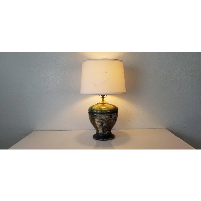 For your consideration is a stunning modern art studio pottery Decorative Table Lamp. Artist signed, illegible signature....