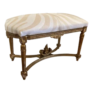 Louis XVI Giltwood Taboret Stool With Cowhide