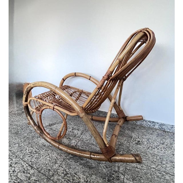 Vintage Boho Rocking Chair in Bamboo by Franco Albini for Veranda or Terrace, Italy, 1950s For Sale - Image 13 of 18