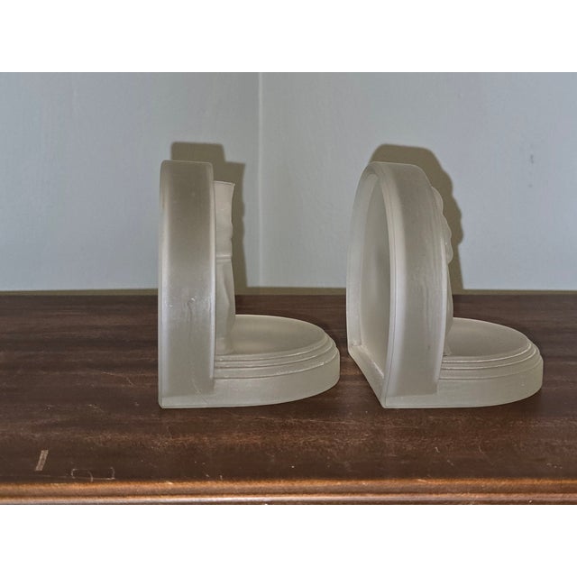 1930s Art Deco Frosted Glass Gazelle Bookends – Czech, 1930s – Pair For Sale - Image 5 of 7
