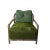 Gorgeous curvy mid century modern bowed back arm chair. Seat upholstered in striking green hair hide. Back cushion...