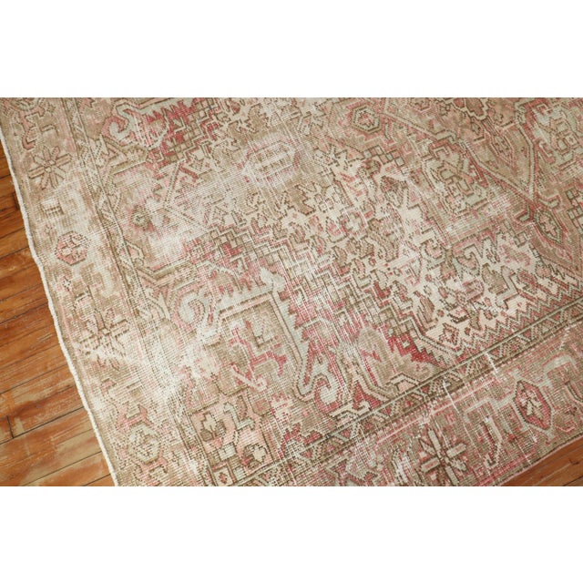 Orange Feminine Worn Antique Heriz - 6'1" x 8' For Sale - Image 8 of 9