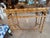 Vintage Brighton Style Rattan Woven Cane Tortoise Demi Lune Console Table For Sale In West Palm - Image 6 of 12