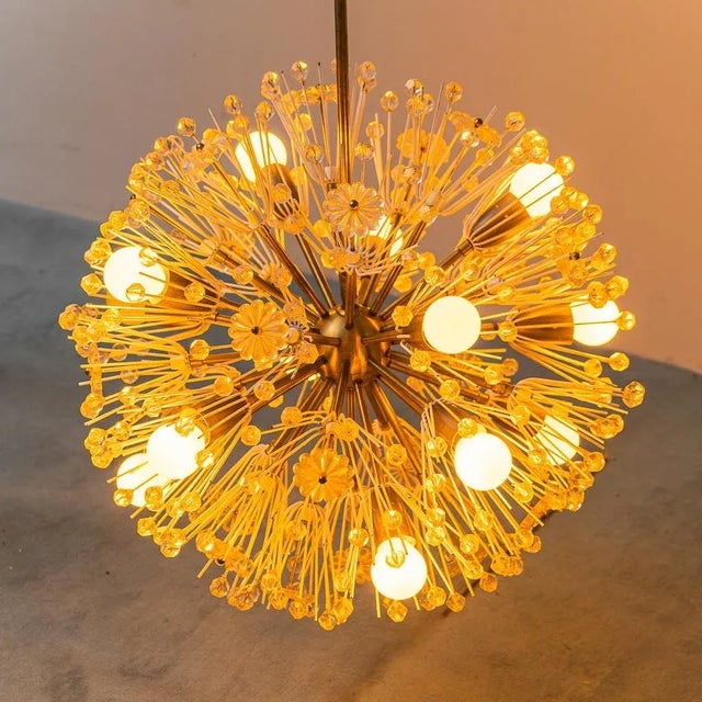 Gold Sputnik Flocon 12-Light Chandelier, 1960s For Sale - Image 8 of 11