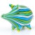 Mid-Century Modern Vintage Murano Fratelli Toso Blue Green White Yellow Stripes Gold Flecks Italian Art Glass Pig Figurine Sculpture For Sale - Image 3 of 10