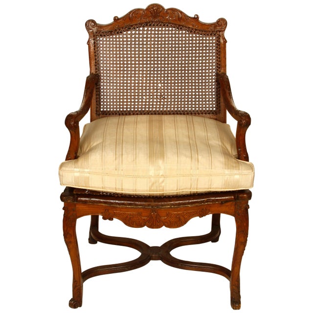 Late 19th Century Regence Style Caned Fauteuil with Cushion For Sale - Image 5 of 5