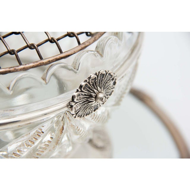Glass Planter with Silver Structure and Mirror Base For Sale - Image 3 of 5