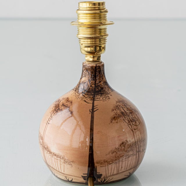 1920s Small French Art Nouveau Hand-Painted Ceramic Table Lamps, 1920s, Set of 2 For Sale - Image 5 of 18