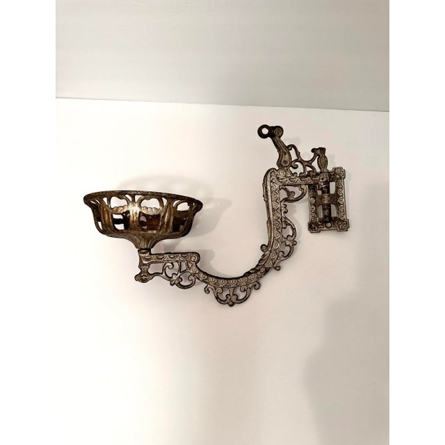Antique Cast Iron Wall Candle Sconce With Bracket For Sale - Image 4 of 6