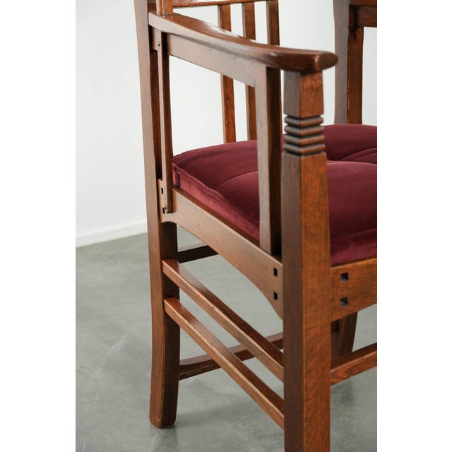 Art Nouveau / Jugendstil Dining Chairs with Red Fabric Upholstery from Schuitema, Set of 2 For Sale - Image 13 of 15