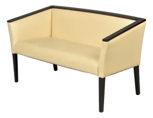 French Art Deco Settee With Leather Upholstery and Black Frame