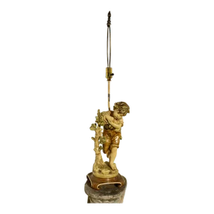 Vintage Metal Transitional Style Country Boy Statue Lamp