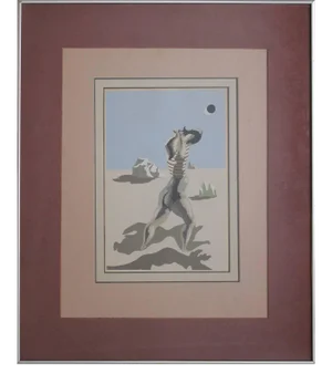 Early Figurative Surreal Silkscreen Lithograph 1930s