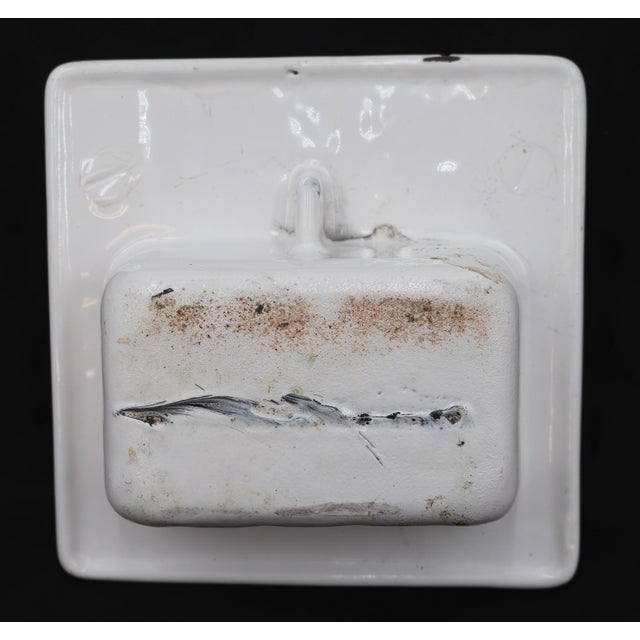 Reclaimed Antique White Cast Iron Flush Mount Soap Dish For Sale - Image 6 of 6