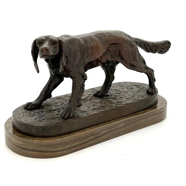 19th C French Bronze of a Hunting Dog in Landscape Style of PJ Mene France, Circa 1880s A fine example of late 19th...