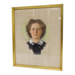 Mid-Century Watercolor Portrait by Vita Petrosky Solomon (1916-2005) For Sale