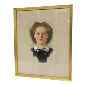Mid-Century Watercolor Portrait by Vita Petrosky Solomon (1916-2005)