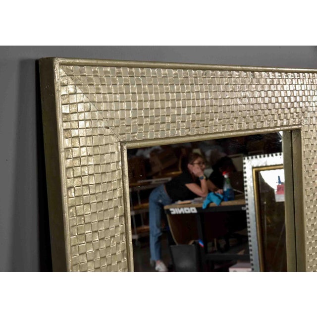 Vintage French Mirror in Champagne With Textured Metal Frame For Sale In Detroit - Image 6 of 10