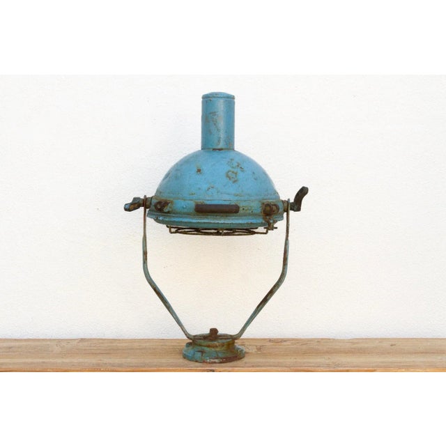 Metal Antique Metal Sea Blue Ship Spotlight For Sale - Image 7 of 10