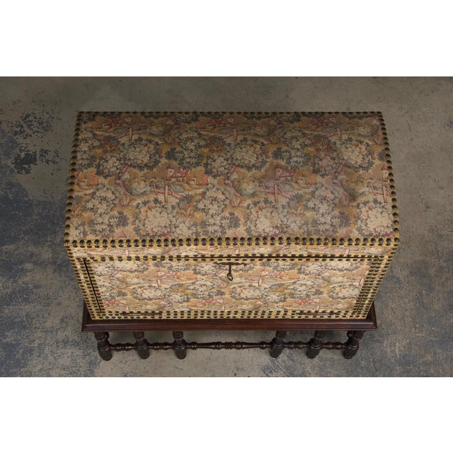 Antique French Louis XIII Style Needlepoint Tapestry Chest Bar For Sale - Image 4 of 12