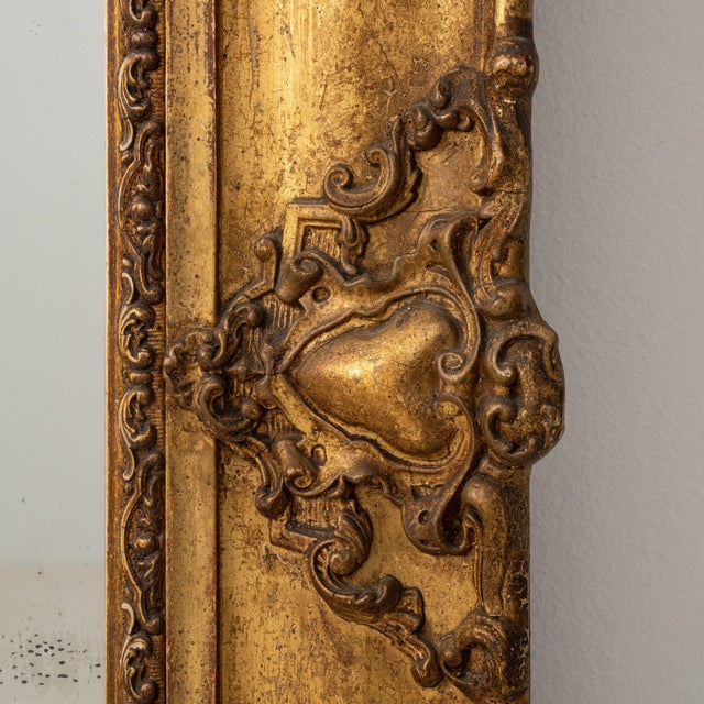 Wood 19th Century France Gold Wood Mirror For Sale - Image 7 of 9