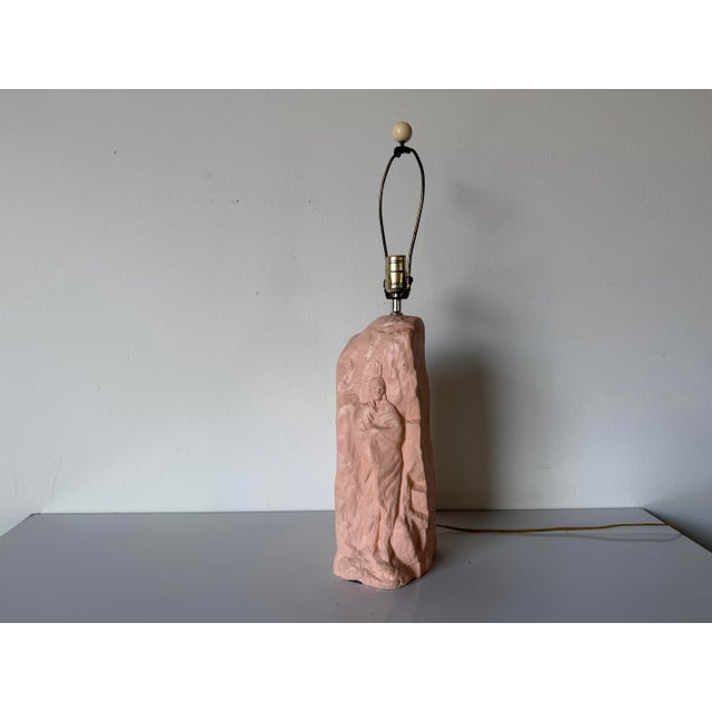 Mid-Century Modern 1980s Native American Figure Sculptural Ceramic Table Lamp For Sale - Image 3 of 12
