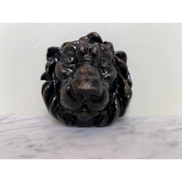 Victorian Cast Iron Hand Painted Lion Sculpture For Sale - Image 5 of 7