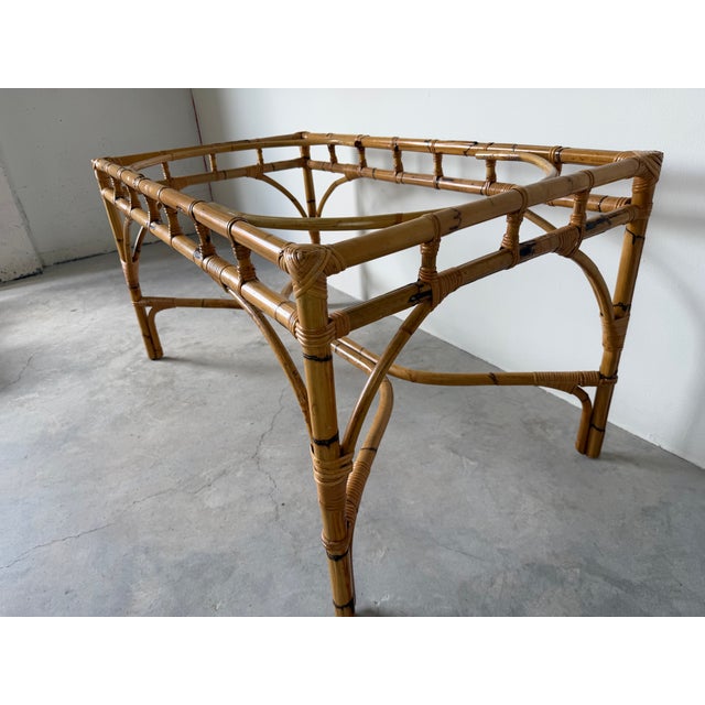 Vintage Dal Vera Italian Rattan & Bamboo Rectangular Dining Table With Glass Top For Sale - Image 12 of 16