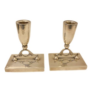 1960s Sterling Silver Trophy Style Candlestick Candle Holders - a Pair For Sale