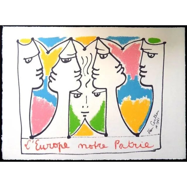 Jean Cocteau, Europe Bridge of Civilizations, Lithograph, 1961 For Sale - Image 6 of 6