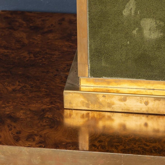 1970s Vintage Italian Brass and Green Felt Lamp, 1970 For Sale - Image 5 of 11