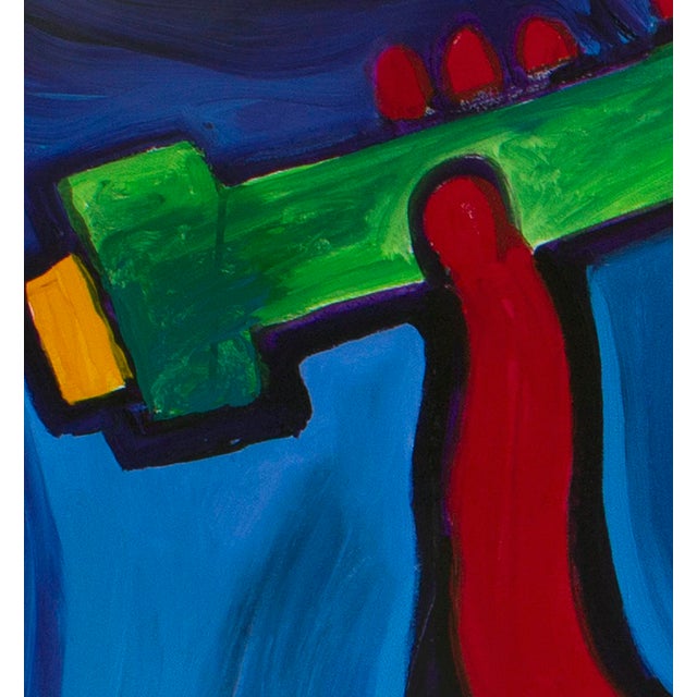 The Blacksmith – Abstract Figurative Acrylic Painting – 48 X 48 In For Sale - Image 4 of 7