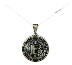 Retro Bitcoin Unique Cryptocurrency Unisex Pendant Gift for Him in 925 Silver