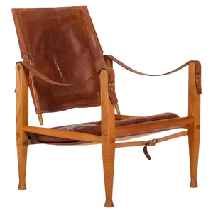 Leather Safari Chair attributed to Kaare Klint, 1960s