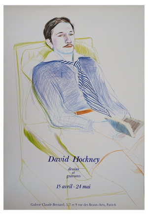 David Hockney, Portrait of Reading Man, 1975, Original Vintage Poster