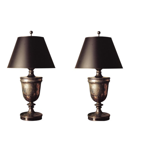 E. F. Chapman Urn Table Lamps in Sheffield Nickel by Visual Comfort, Set of 2 For Sale