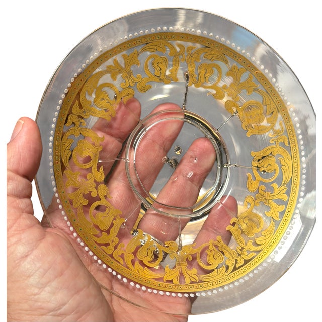 Gold Set of 10 Antique Gilt Decorated Venetian Glass Plates For Sale - Image 8 of 9