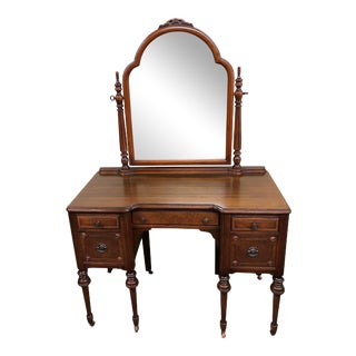1920s Traditional Bronze and Wood Parlor Vanity For Sale