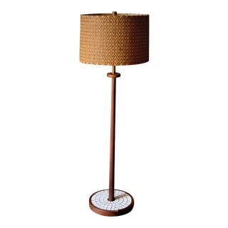 1950s Walnut and Ceramic Tile Floor Lamp by Jane and Gordon Martz For Sale