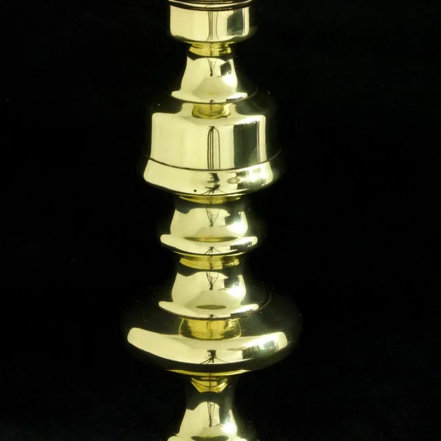 Victorian Knop-Stemmed Brass Candlesticks, Set of 2 For Sale - Image 4 of 10