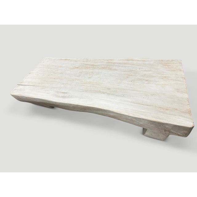 2010s Andrianna Shamaris Low Minimalist White Washed Coffee Table For Sale - Image 5 of 6