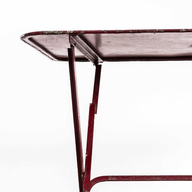 Metal French Dark Red Metal Folding Dining Table, 1950s For Sale - Image 7 of 9
