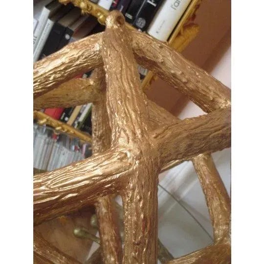 Gold One-of-a-Kind Gilt Polyhedrons / Hanging Abstract Sculptures - A Pair For Sale - Image 8 of 12