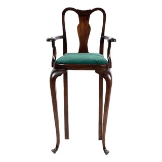 Antique English 19th Century Queen Anne Style Mahogany Child’s High Chair - 20” X 16” X 42” For Sale