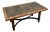 French Slate and Oak Coffee Table with Sculptural Iron Base, 1960s For Sale